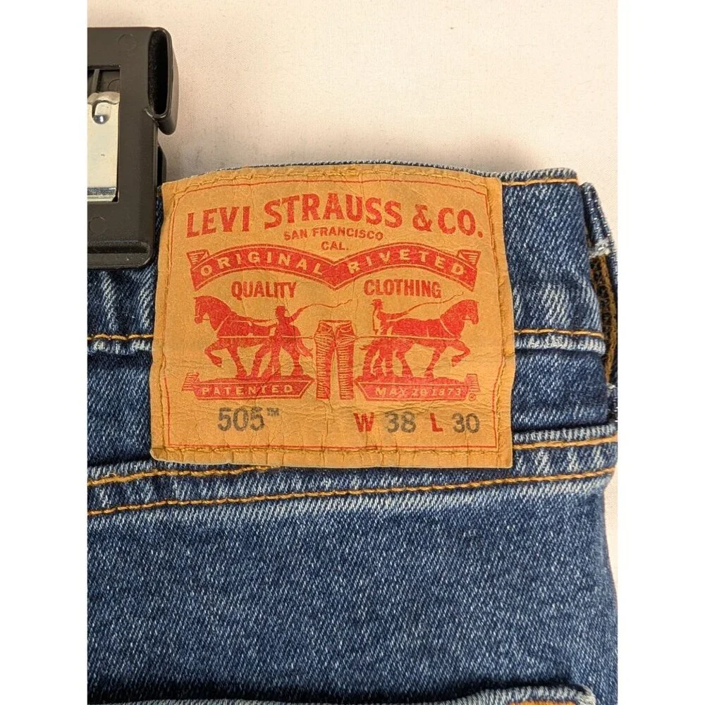 Levis 505 Regular Fit Mens Jeans W38 L30 Denim‎ Blue